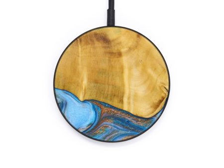 Circle Wood+Resin Wireless Charger - Katina (Teal & Gold, 642536) For Discount