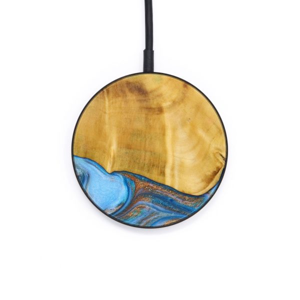 Circle Wood+Resin Wireless Charger - Katina (Teal & Gold, 642536) For Discount