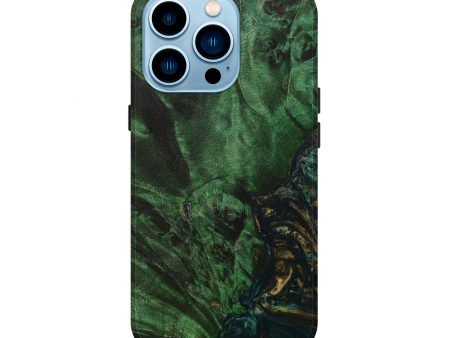 iPhone 14 Pro Wood+Resin Live Edge Phone Case - Bob (Green, 641112) Online Sale