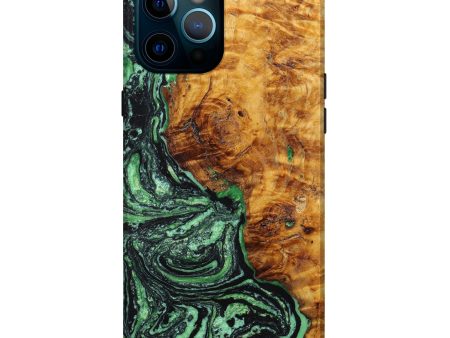 iPhone 12 Pro Max Wood+Resin Live Edge Phone Case - May (Green, 641133) on Sale