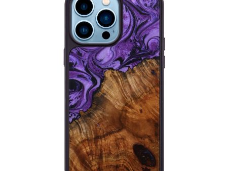 iPhone 14 Pro Max Wood+Resin Phone Case - Ben (Purple, 642308) For Cheap