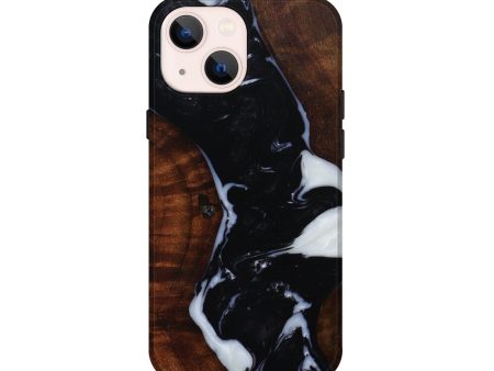 iPhone 13 mini Wood+Resin Live Edge Phone Case - Tanya (Black & White, 642862) Fashion