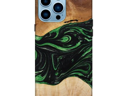 iPhone 14 Pro Max Wood+Resin Live Edge Phone Case - Eleanor (Green, 643191) Online now