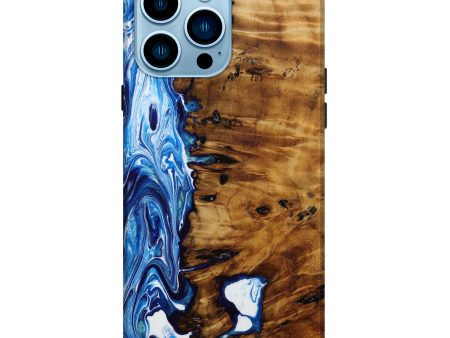 iPhone 14 Pro Max Wood+Resin Live Edge Phone Case - Martha (Blue, 643187) Sale