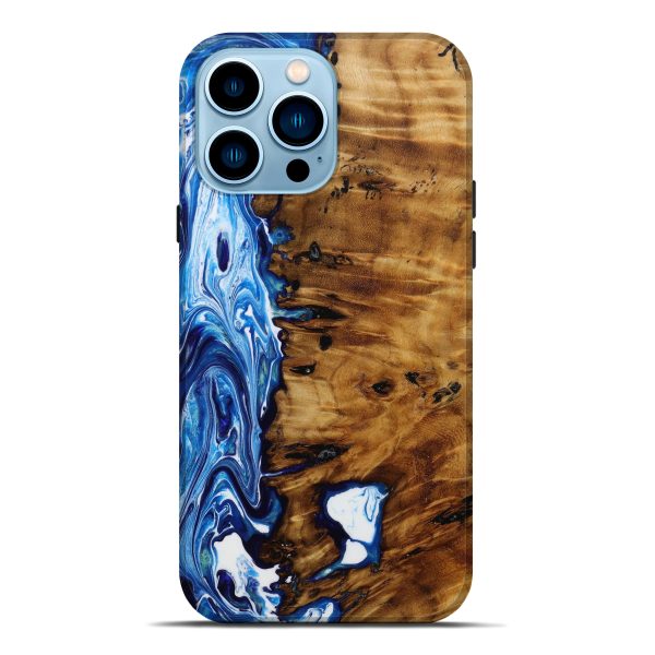 iPhone 14 Pro Max Wood+Resin Live Edge Phone Case - Martha (Blue, 643187) Sale