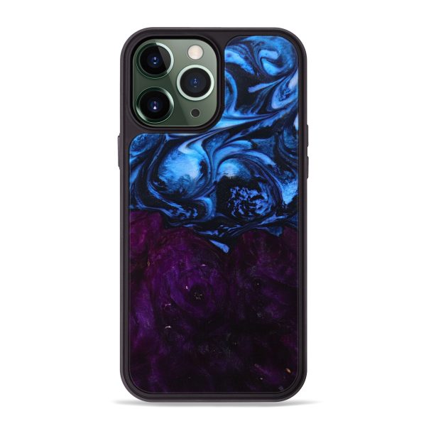 iPhone 13 Pro Max Wood+Resin Phone Case - Amina (Blue, 642952) Fashion