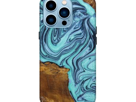 iPhone 14 Pro Wood+Resin Live Edge Phone Case - Billie (Blue, 643079) Online Hot Sale