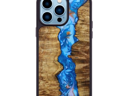 iPhone 14 Pro Max Wood+Resin Phone Case - Larry (Teal & Gold, 642488) Fashion