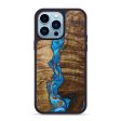 iPhone 14 Pro Max Wood+Resin Phone Case - Luna (Teal & Gold, 641655) Online now