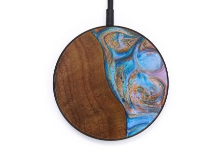 Circle Wood+Resin Wireless Charger - Kingston (Teal & Gold, 642538) Hot on Sale