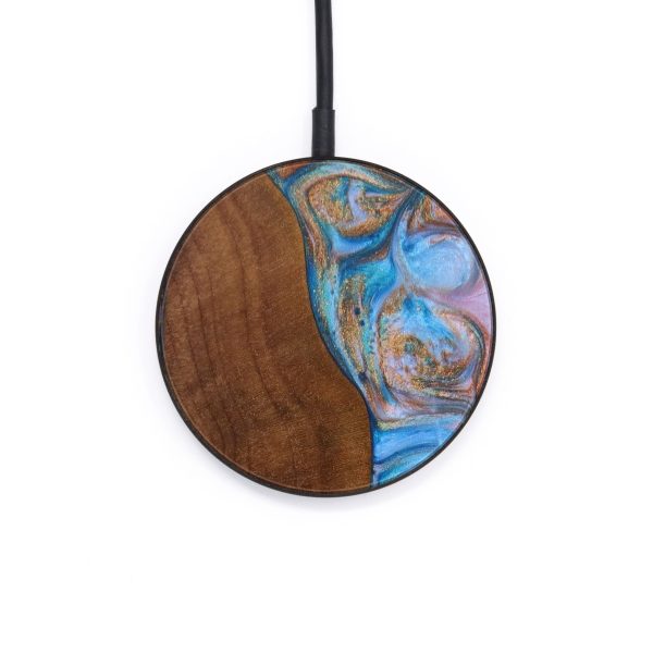 Circle Wood+Resin Wireless Charger - Kingston (Teal & Gold, 642538) Hot on Sale