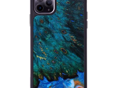 iPhone 11 Pro Max Wood+Resin Phone Case - Adrian (Teal & Gold, 642984) Sale