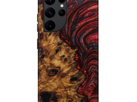 Galaxy S22 Ultra Wood+Resin Live Edge Phone Case - Heather (Red, 642829) For Cheap