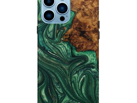 iPhone 14 Pro Max Wood+Resin Live Edge Phone Case - Ada (Green, 643190) Discount