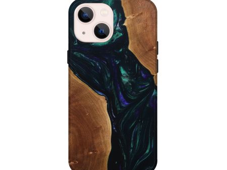 iPhone 13 mini Wood+Resin Live Edge Phone Case - Sammy (Green, 641124) For Discount