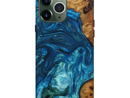 iPhone 13 Pro Max Wood+Resin Live Edge Phone Case - Averie (Blue, 643189) For Sale