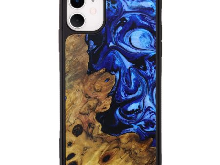 iPhone 11 Wood+Resin Phone Case - Paul (Blue, 641660) Cheap