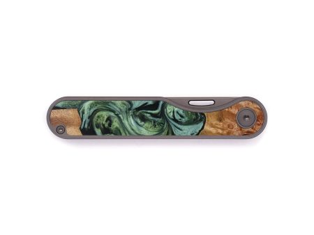 Minimalist Wood+Resin Pocket Knife - Kaylee (Green, 643097) Supply