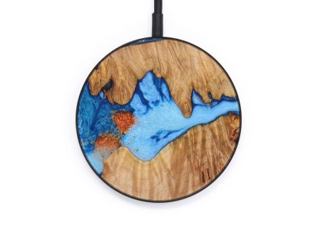 Circle Wood+Resin Wireless Charger - Allyson (Teal & Gold, 642997) Fashion