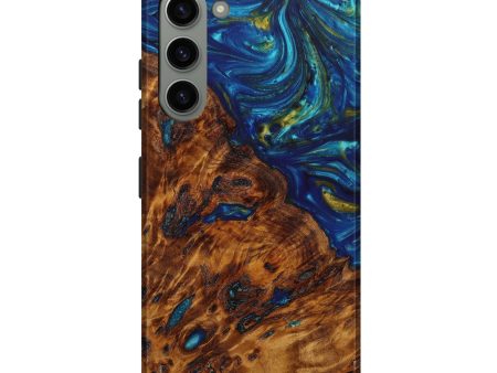 Galaxy S23 Plus Wood+Resin Live Edge Phone Case - Jesse (Teal & Gold, 642467) Supply