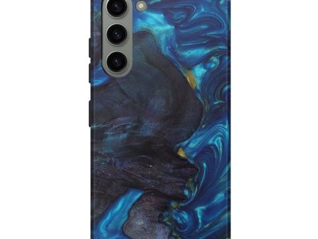 Galaxy S23 Plus Wood+Resin Live Edge Phone Case - Lucy (Teal & Gold, 641712) Discount