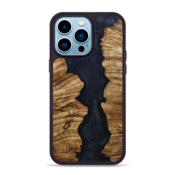 iPhone 14 Pro Max Wood+Resin Phone Case - Herman (Black & White, 642702) Online Sale