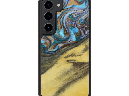 Galaxy S23 Wood+Resin Phone Case - Aimee (Teal & Gold, 641652) Supply