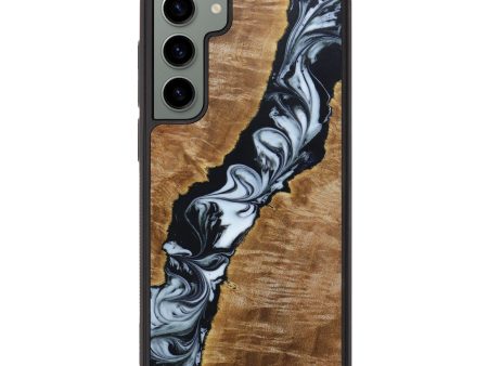 Galaxy S23 Plus Wood+Resin Phone Case - Penny (Black & White, 642706) Sale