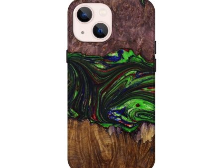 iPhone 13 mini Wood+Resin Live Edge Phone Case - Rosa (Green, 642826) Discount