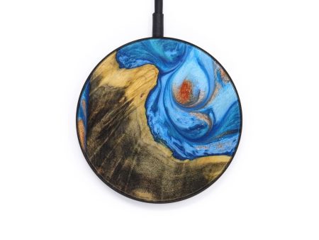 Circle Wood+Resin Wireless Charger - Adrienne (Teal & Gold, 642796) Supply