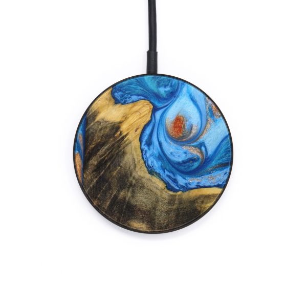 Circle Wood+Resin Wireless Charger - Adrienne (Teal & Gold, 642796) Supply