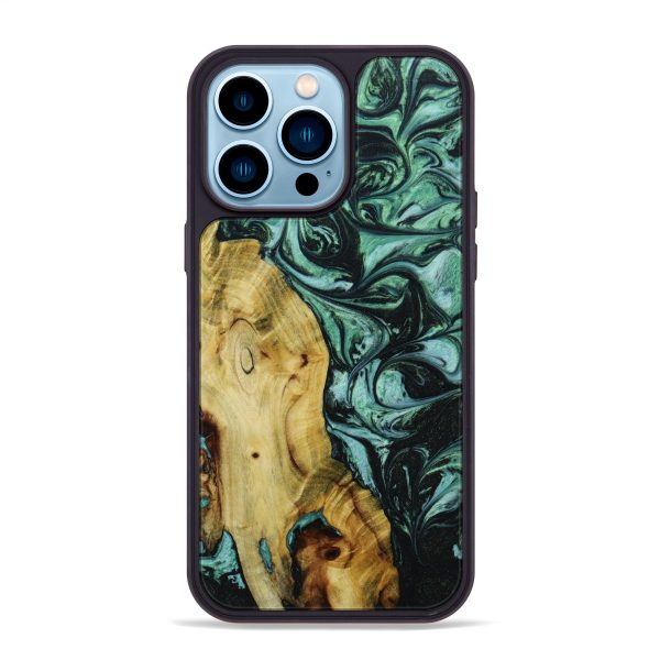 iPhone 14 Pro Max Wood+Resin Phone Case - Jorge (Green, 642576) Online