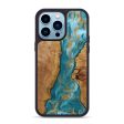 iPhone 14 Pro Max Wood+Resin Phone Case - Christopher (Teal & Gold, 643124) Online now