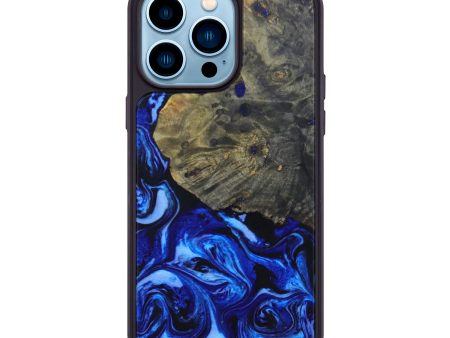 iPhone 14 Pro Max Wood+Resin Phone Case - Staci (Blue, 641692) For Cheap