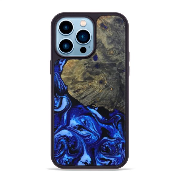 iPhone 14 Pro Max Wood+Resin Phone Case - Staci (Blue, 641692) For Cheap