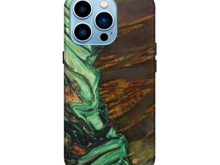 iPhone 14 Pro Wood+Resin Live Edge Phone Case - Josie (Green, 641749) on Sale