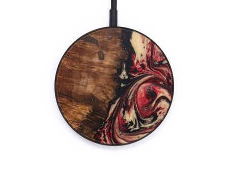 Circle Wood+Resin Wireless Charger - Cora (Red, 642782) For Sale