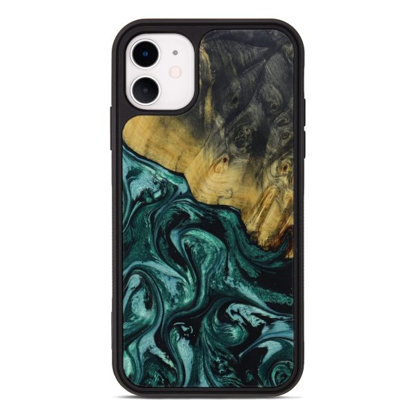 iPhone 11 Wood+Resin Phone Case - Dolores (Green, 641617) Fashion