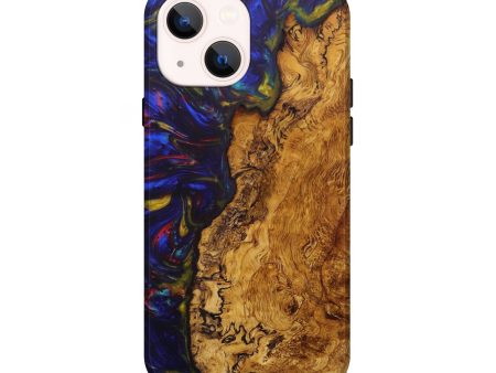 iPhone 14 Wood+Resin Live Edge Phone Case - Fabian (Blue, 641694) For Discount