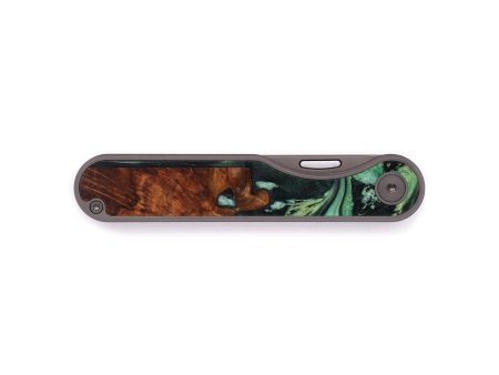 Minimalist Wood+Resin Pocket Knife - Shawn (Green, 642660) Cheap