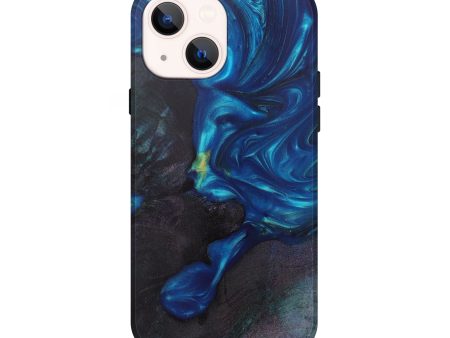 iPhone 13 Wood+Resin Live Edge Phone Case - Samantha (Teal & Gold, 641711) For Sale