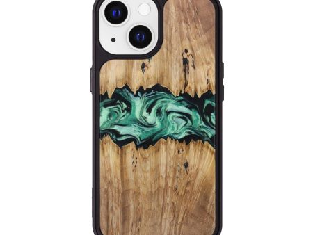 iPhone 13 Wood+Resin Phone Case - Deborah (Green, 641618) For Cheap