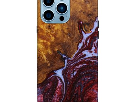 iPhone 14 Pro Max Wood+Resin Live Edge Phone Case - Audra (Red, 641923) For Discount