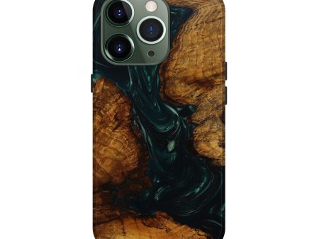 iPhone 13 Pro Wood+Resin Live Edge Phone Case - Brenden (Green, 641786) Supply