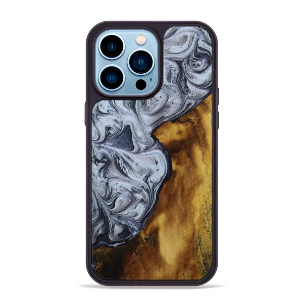 iPhone 14 Pro Max Wood+Resin Phone Case - Norman (Black & White, 642288) Supply