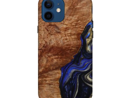 iPhone 12 Wood+Resin Live Edge Phone Case - Beulah (Blue, 641773) Supply