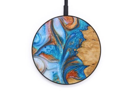 Circle Wood+Resin Wireless Charger - Cecelia (Teal & Gold, 642537) Online Hot Sale