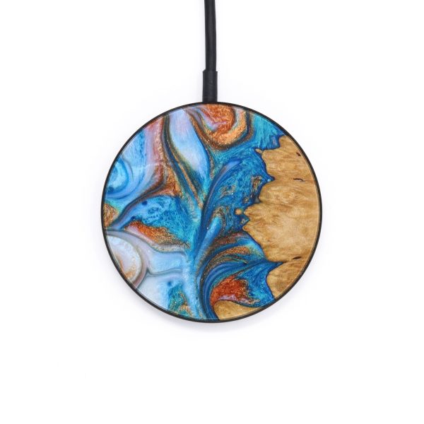 Circle Wood+Resin Wireless Charger - Cecelia (Teal & Gold, 642537) Online Hot Sale