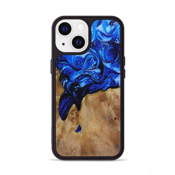 iPhone 13 Wood+Resin Phone Case - Cedric (Blue, 642528) Cheap