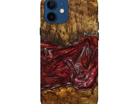 iPhone 12 Wood+Resin Live Edge Phone Case - Elisabeth (Red, 642673) on Sale